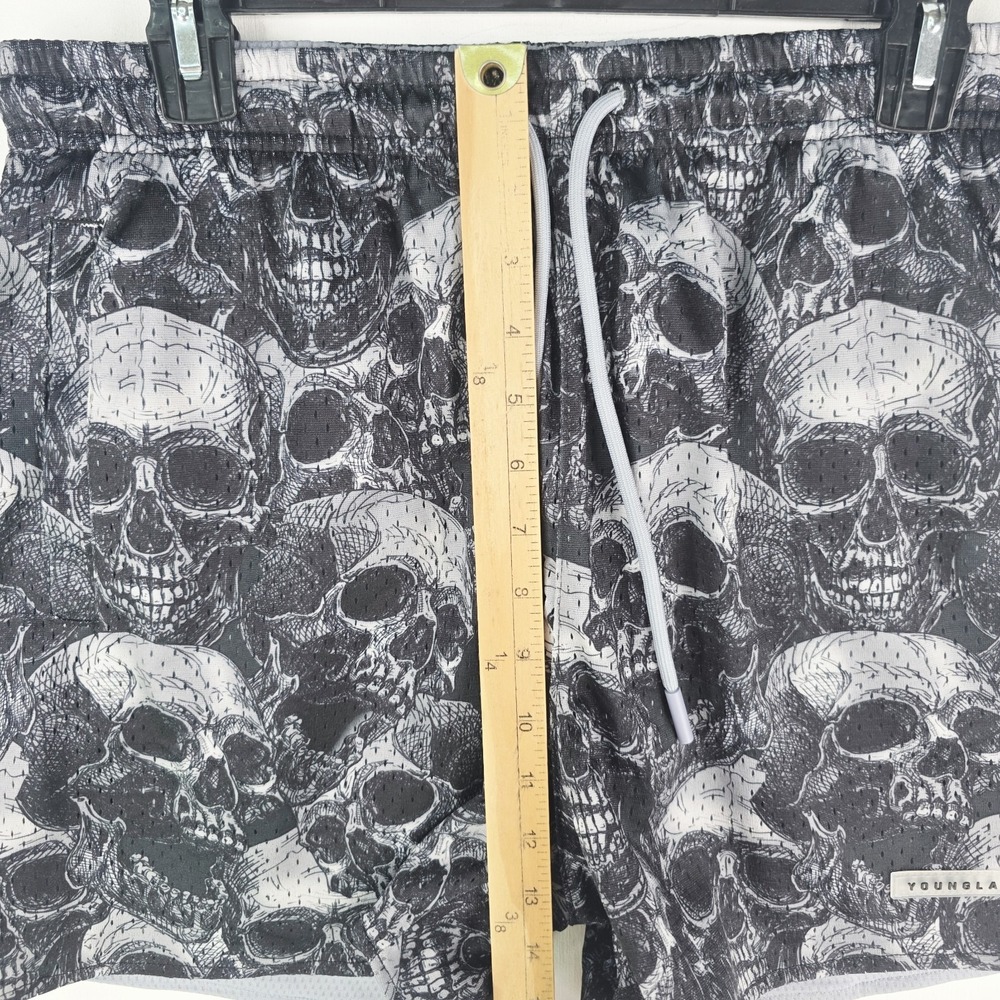 Youngla Skulls AOP Reversible Mesh Workout Shorts Gym 1111 Men's Size Medium - Picture 7 of 16